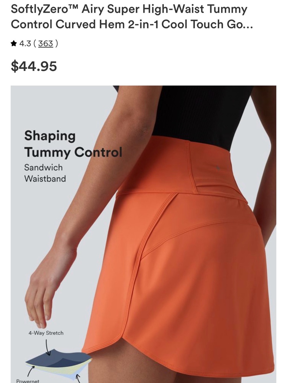 HALARA Orange Skort Size Small